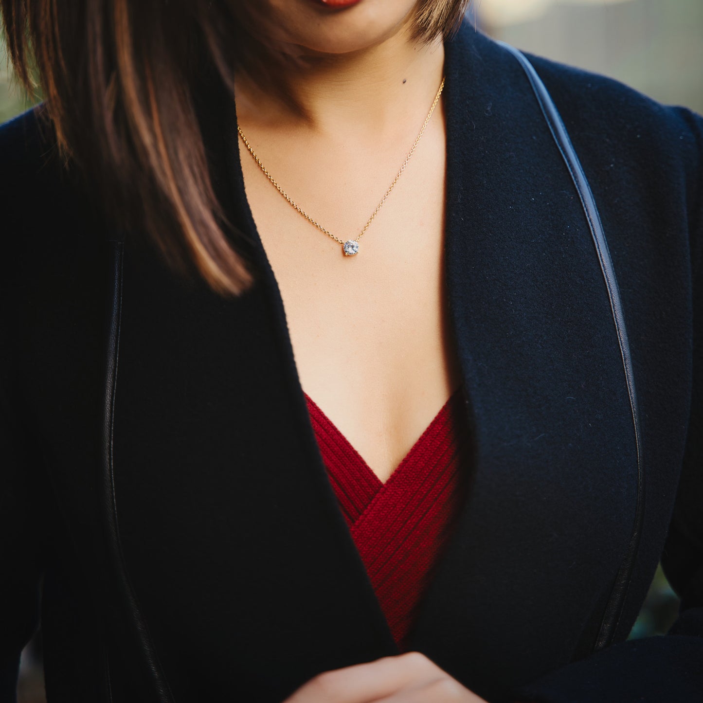 Lunara Luxe 925 Sterling Silver Pendant Necklace with Round Brilliant Cut – Available in Gold or Silver Finish