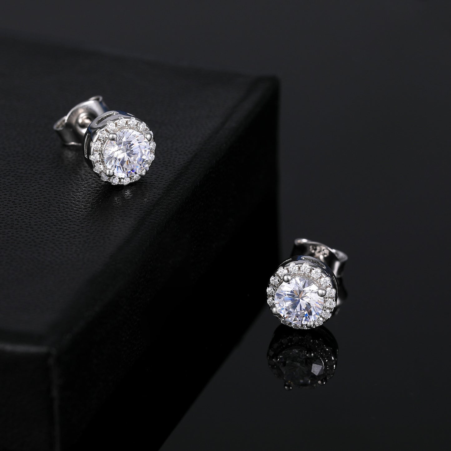 Lunara Luxe 925 Sterling Silver Geometric Zircon Stud Earrings – Available in Gold or Silver Finish