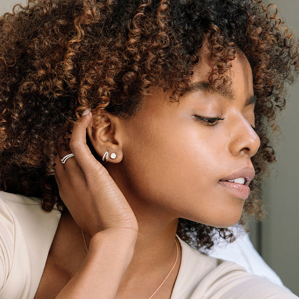 Lunara Luxe 925 Sterling Silver V-Shaped Zircon Stud Earrings – Available in Silver or Gold Plating