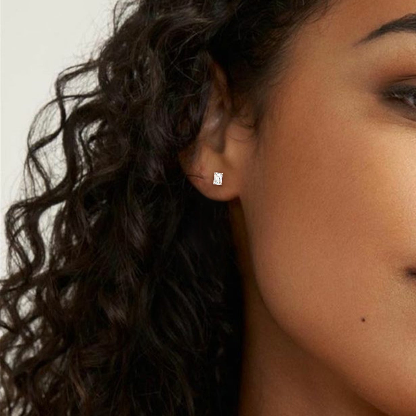 Lunara Luxe 925 Sterling Silver Emerald Cut Zircon Stud Earrings