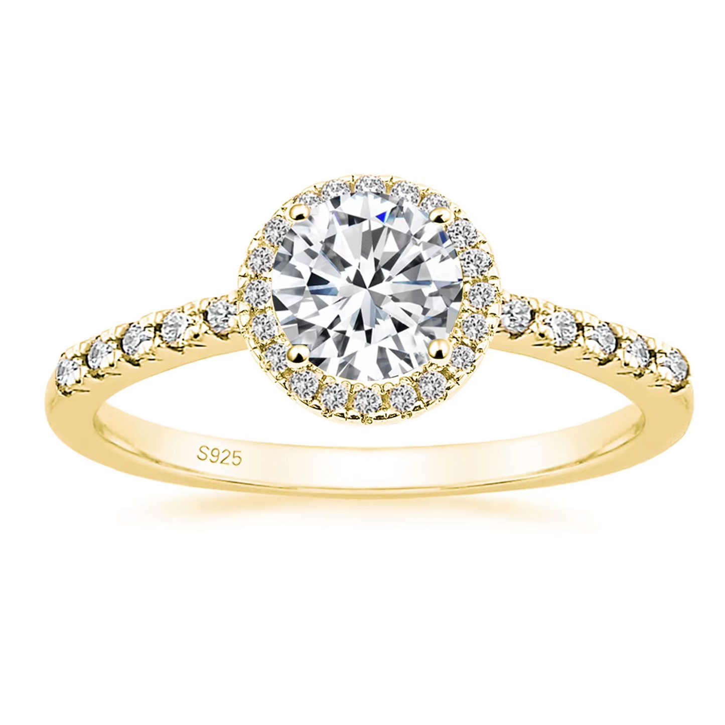Lunara Luxe 925 Sterling Silver Geometric Wedding Band with Round Brilliant Cut Zircon – Available in Gold or Silver Finish