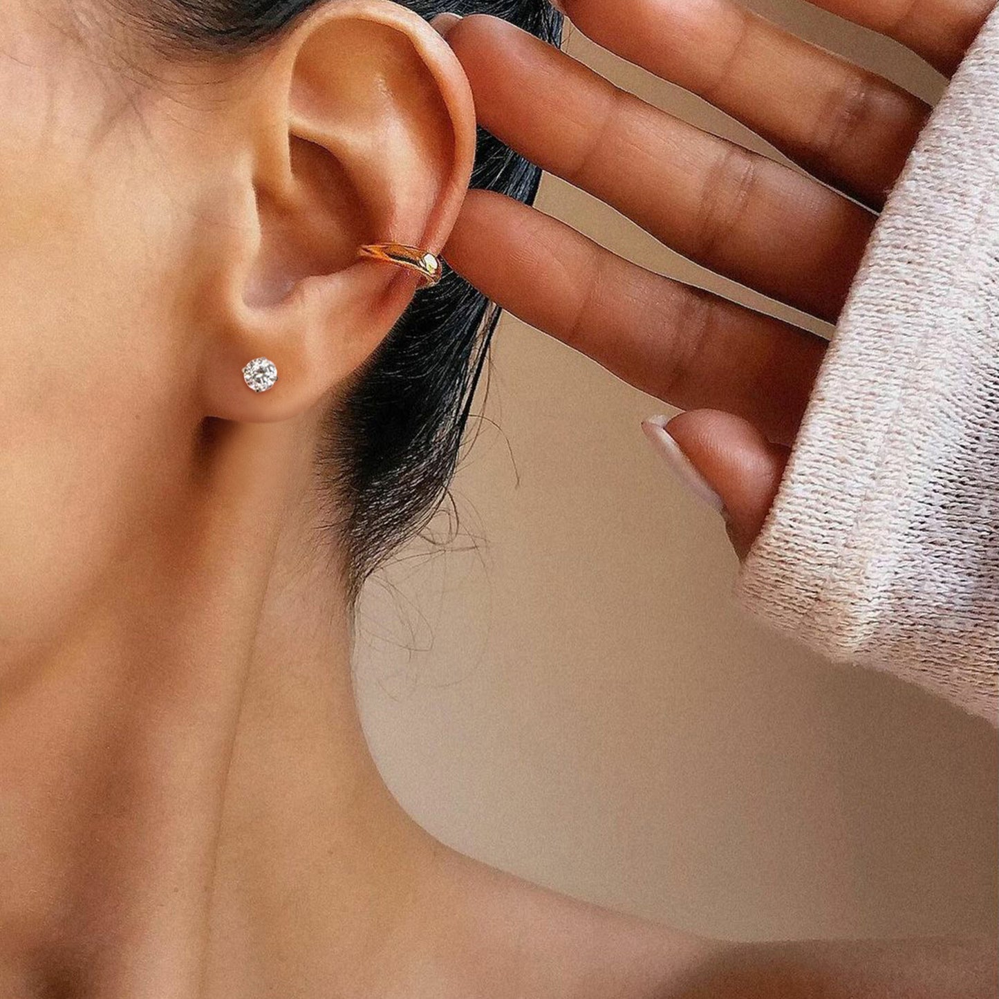 Lunara Luxe 925 Sterling Silver Round Brilliant Cut Zircon Stud Earrings – Silver Plated