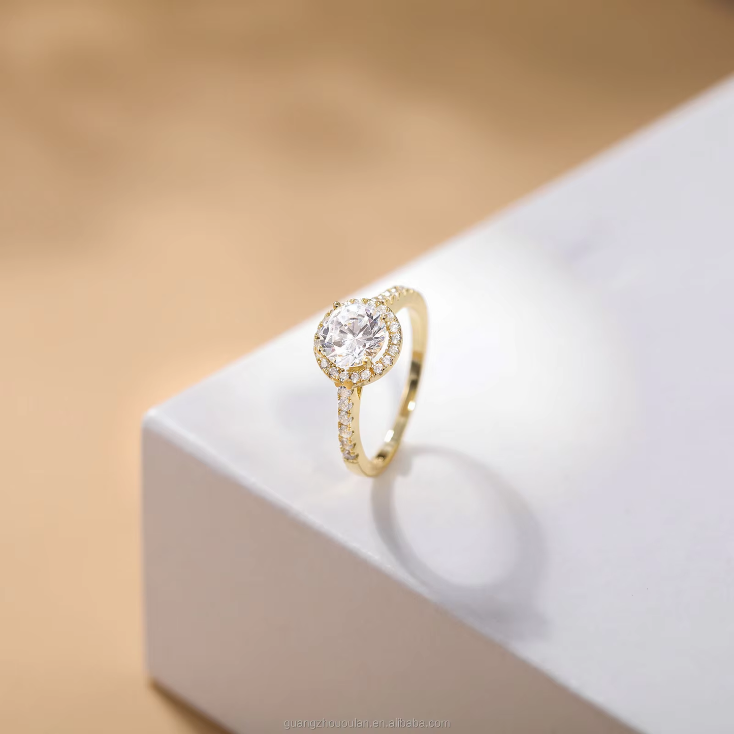 Lunara Luxe 925 Sterling Silver Geometric Wedding Band with Round Brilliant Cut Zircon – Available in Gold or Silver Finish