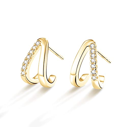 Lunara Luxe 925 Sterling Silver V-Shaped Zircon Stud Earrings – Available in Silver or Gold Plating