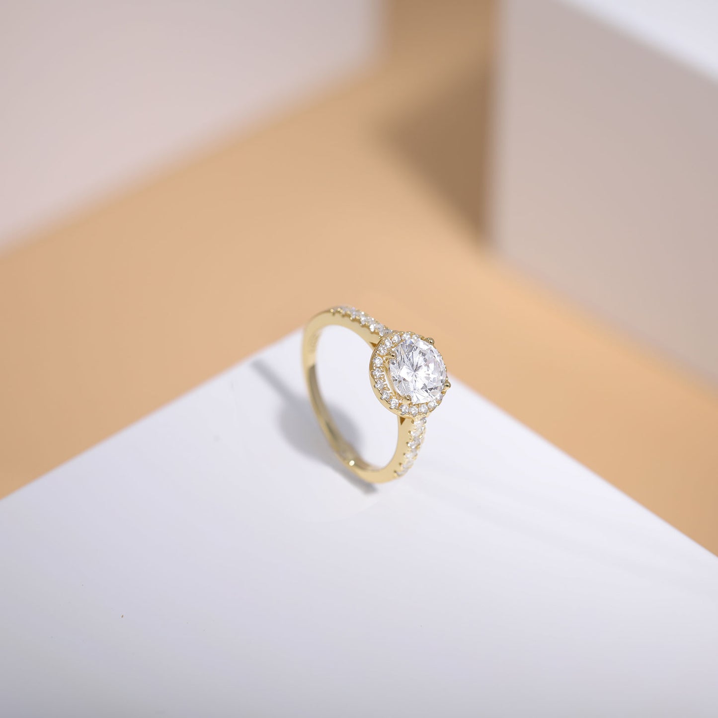Lunara Luxe 925 Sterling Silver Geometric Wedding Band with Round Brilliant Cut Zircon – Available in Gold or Silver Finish