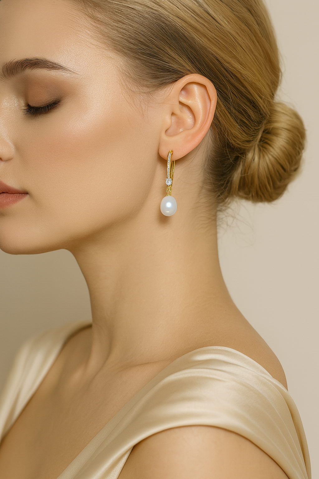 Elegant drop pearl earrings with butterfly hook design
