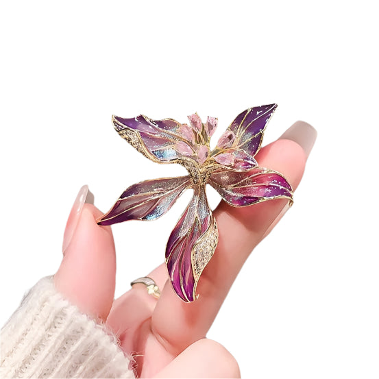 Elegant purple butterfly brooch with enamel wings