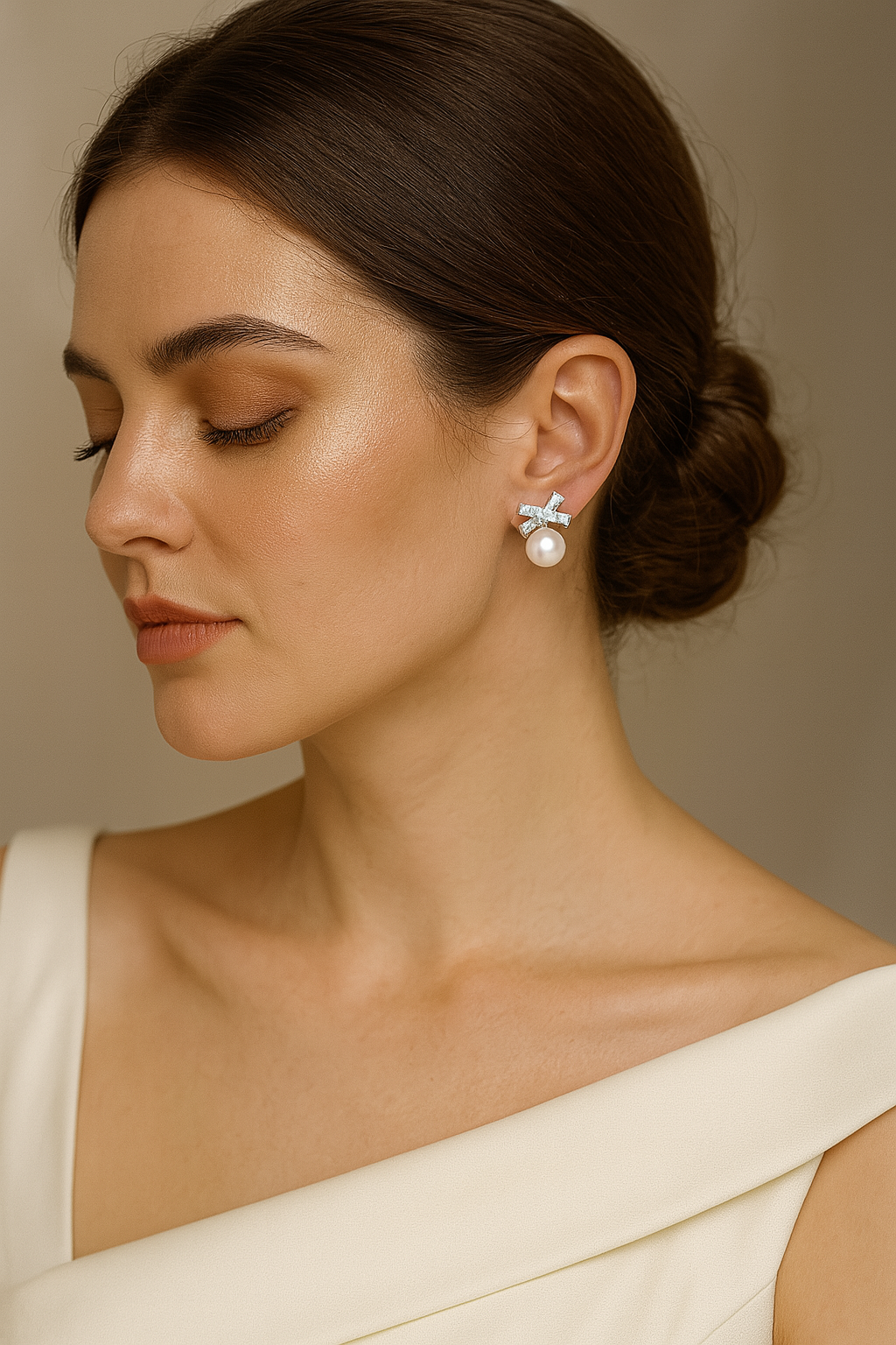 Luxury bridal pearl earrings with sparkling accents