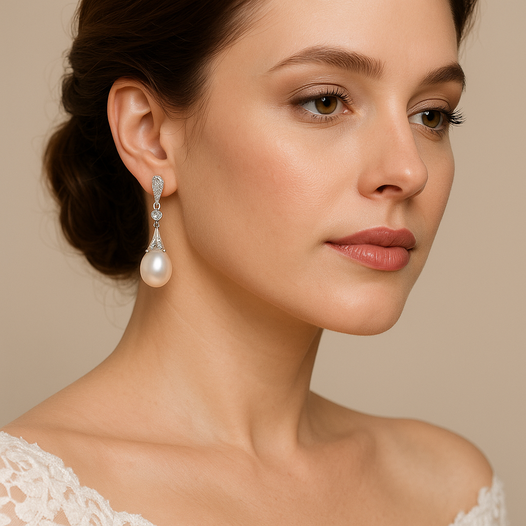 Handcrafted drop-shaped pearl earrings for women