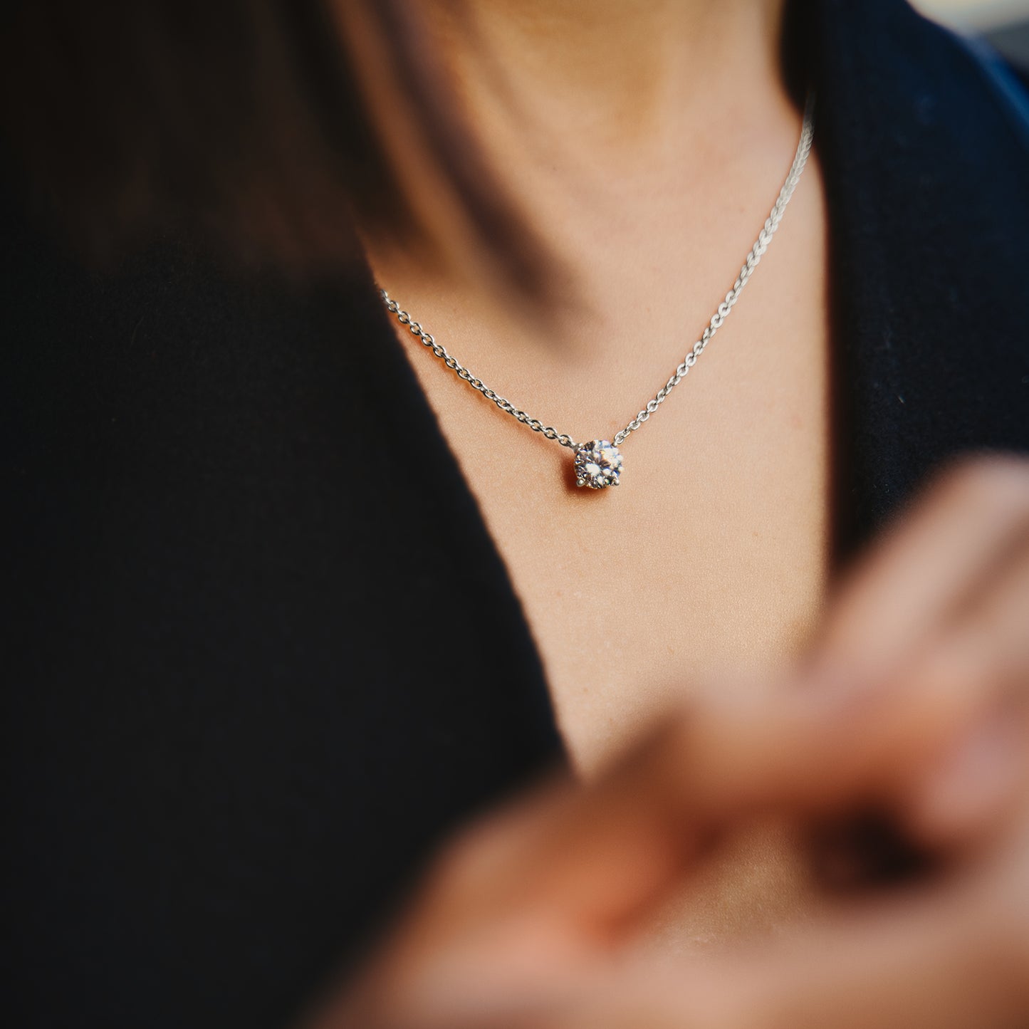 Lunara Luxe 925 Sterling Silver Pendant Necklace with Round Brilliant Cut – Available in Gold or Silver Finish