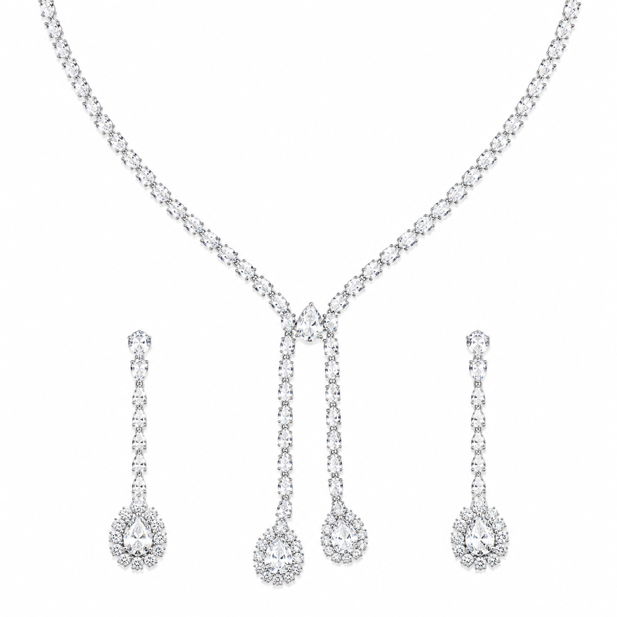 Crystal Bridal Y-Drop Necklace & Earrings Set
