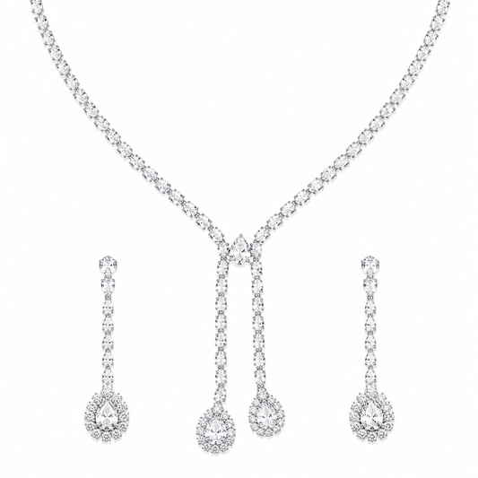 Crystal Bridal Y-Drop Necklace & Earrings Set